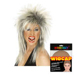 Percke Damen 80er Punk Rock Diva, schwarz-blond - mit Haarnetz