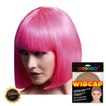 Percke Damen Eleganter Bob, Pagenkopf mit Pony, Premium-Qualitt, Elise, neon-rosa - mit Haarnetz