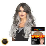 Percke Damen Langhaar Clamour Deluxe mit Farbverlauf Gothic Braut, STYLEBAR, Grau-Tne - mit Haarnetz