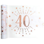 NEU Tischlufer Happy Birthday 40, wei-ros-gold, 30cm x 5m