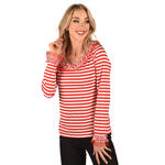 NEU Damen-Kostüm Ringel-Shirt langarm, rot-weiß, mit Rüschenkragen mit Tüll, verschiedene Größen