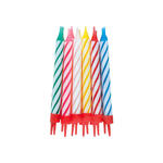 SALE Geburtstagskerzen zum Einstecken in Kuchen & Co, bunt spiral-gestreift, 12 Stck inklusive Halter zum Einpicken