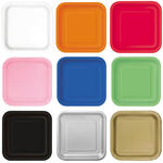 SALE Teller aus Pappe, Premiumqualitt, quadratisch, Gre ca. 23x23 cm, 14 Stck - Verschiedene Farben