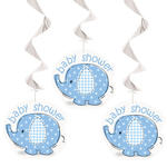 SALE Girlanden spiralfrmig / Deckenhnger mit Elefant fr Baby Shower Dekoration, wei / blau, Lnge: ca. 66 cm, 3 Stck