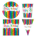 SALE Geburtstags-Serie Regenbogenfarben Geburtstag Happy Birthday - Teller, Servietten, Becher & Deko