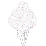 SALE Luftballon Latex transparent mit Konfetti rosa, Gre: ca. 30 cm, 6 Stck
