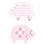 SALE Einladungskarten Babyparty rosa Elefant, 8 Stck