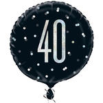 SALE Folienballon 40. Geburtstag, schwarz-silber, glitzernd, Gre: ca. 45 cm