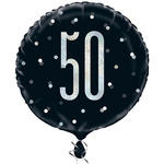 SALE Folienballon 50. Geburtstag, schwarz-silber, glitzernd, Gre: ca. 45 cm