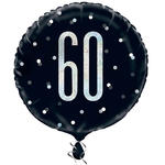 SALE Folienballon 60. Geburtstag, schwarz-silber, glitzernd, Gre: ca. 45 cm