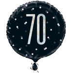 SALE Folienballon 70. Geburtstag, schwarz-silber, glitzernd, Gre: ca. 45 cm