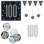 SALE Geburtstags-Serie Schwarz-Grau Happy Birthday 100 - Verschiedene Party-Artikel