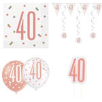 SALE Geburtstags-Serie Wei-Rosgold Happy Birthday 40 - Verschiedene Party-Artikel
