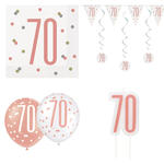 SALE Geburtstags-Serie Wei-Rosgold Happy Birthday 70 - Verschiedene Party-Artikel