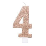 SALE Kerze zum Einstecken in Kuchen & Co, Zahl 4, rose-gold, glitzernd, Hhe: ca. 7 cm