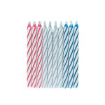 SALE Spiralkerze / Geburtstagskerze Magic, nicht ausblasbar, grau / rot / blau, 10 Stck