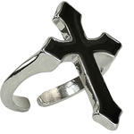 NEU Ring mit gotischem Kreuz, schwarz