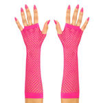 Netzhandschuhe, neonpink, ohne Finger, lang