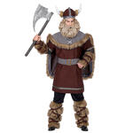 NEU Herren-Kostm Wikinger Hutpling, mit Oberteil, Hose, Stulpen, Grtel & Helm - verschiedene Gren (S-XXL)