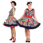 Damen-Kostm Kleid Pop-Art - Verschiedene Gren (34-48)