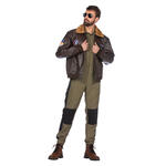 NEU Herren-Kost�m Piloten-Jacke, mit Fellkragen, braun - verschiedene Gr��en
