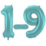 NEU Riesige Folienballon Zahlen 0-9, Premiumqualitt, Hhe: ca. 86cm, Farbe: Matt Aqua Trkis