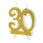 Geburtstagskerze Zahl ''30'', gold, 7,5cm
