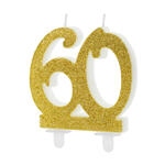 Geburtstagskerze Zahl ''60'', gold, 7,5cm