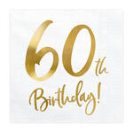 Servietten 60th Birthday / Geburtstag - Wei�, 33 � 33 cm, 20 St�ck