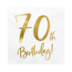 Servietten 70th Birthday / Geburtstag - Wei�, 33 � 33 cm, 20 St�ck