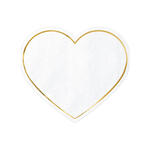 Servietten Herz Wei� mit Goldrand - 14,5�12,5 cm, 20 St�ck