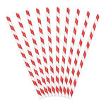 Papierstrohhalme gestreift - Rot, 19,5 cm, 10 St�ck