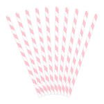 Papierstrohhalme gestreift - Hellrosa, 19,5 cm, 10 St�ck