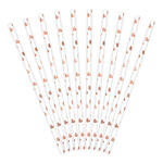 Papierstrohhalme Herzen Ros�gold - 19,5 cm, 10 St�ck