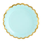 Pappteller mit Goldrand - Mintgr�n, 18 cm, 6 St�ck