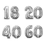 Folienballon Doppel-Zahlen Gro, Silber, 55x88 cm - Verschiedene Zahlen