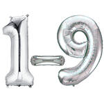 SALE Folienballons Mini Zahlen 0-9, Silber, 45x66 cm - Verschiedene Ziffern