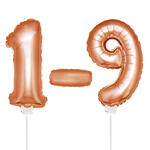 SALE Folienballon Zahlen am Stab 0-9, ca. 36cm rosgold - Verschiedene Ziffern