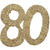 Konfetti / Streudeko Geburtstagszahl, Gold 80 Jahre, 6 x 5 cm, 6 St�ck - 80
