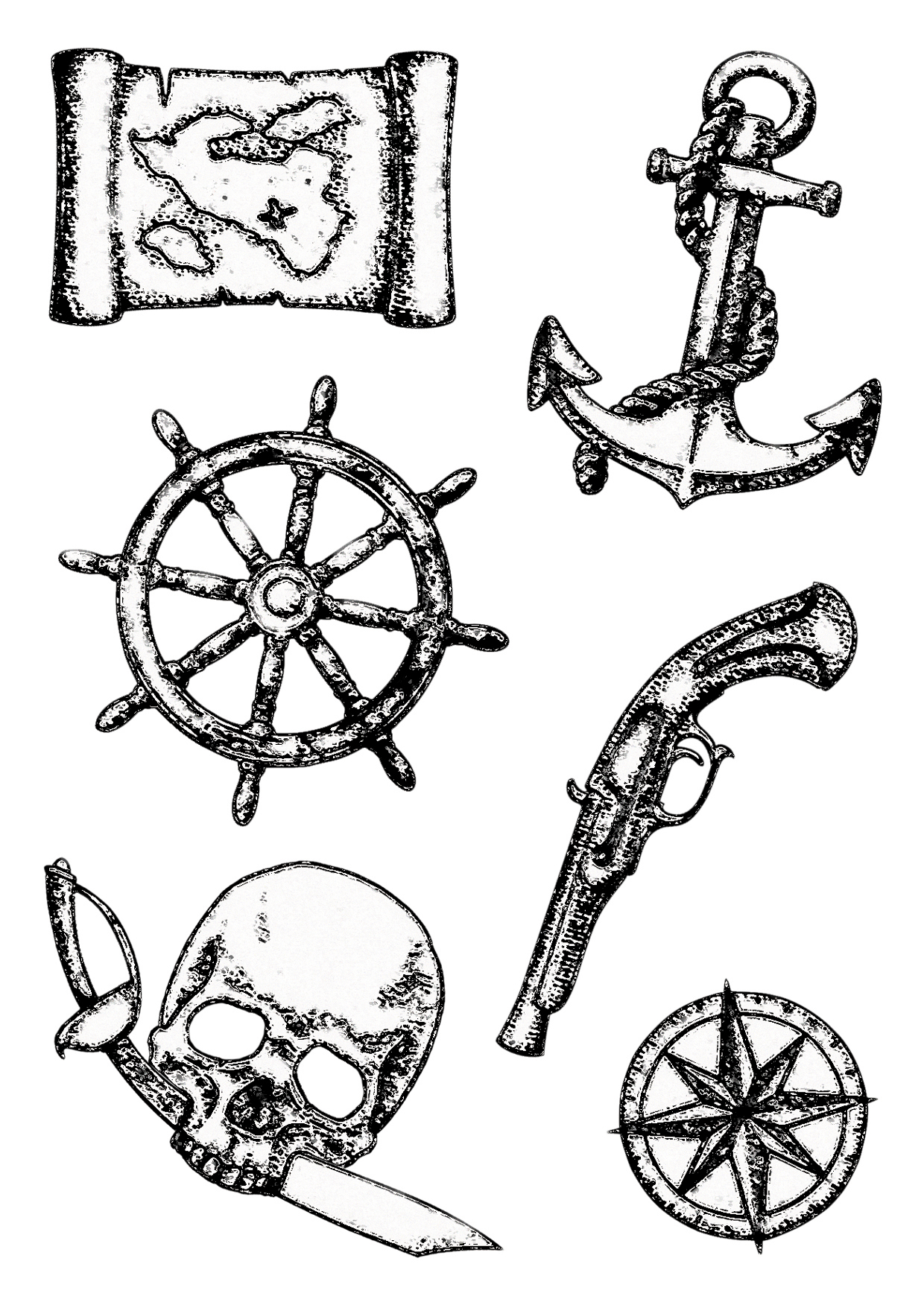 NEU Temporäres Tattoo-Motiv Reality, 10,5 x 14,8cm, Maritim Set Piratenmotive Bild 2