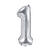Folienballon Zahl 1 - 35 cm - Silber - Zahl: 1