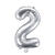 Folienballon Zahl 2 - 35 cm - Silber - Zahl: 2