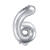 Folienballon Zahl 6 - 35 cm - Silber - Zahl: 6