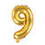 Folienballon Zahl 9 - 35 cm - Gold - Zahl: 9