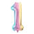 Folienballon Zahl 1 - 86 cm - Pastell Regenbogen - Zahl: 1