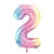 Folienballon Zahl 2 - 86 cm - Pastell Regenbogen - Zahl: 2