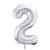Folienballon Gro� Zahl 2 - 86 cm - Silber - Zahl: 2