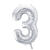 Folienballon Gro� Zahl 3 - 86 cm - Silber - Zahl: 3