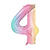Folienballon Zahl 4 - 86 cm - Pastell Regenbogen - Zahl: 4