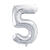 Folienballon Gro� Zahl 5 - 86 cm - Silber - Zahl: 5